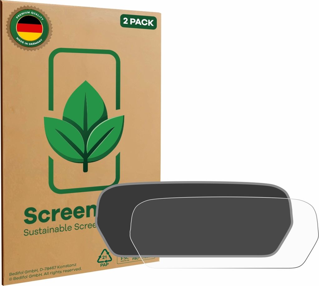 2x ScreenLeaf Schutzfolie für Audi S3 8Y (2024) nachhaltiger Displayschutz Display Schutz Folie Klar Transparent