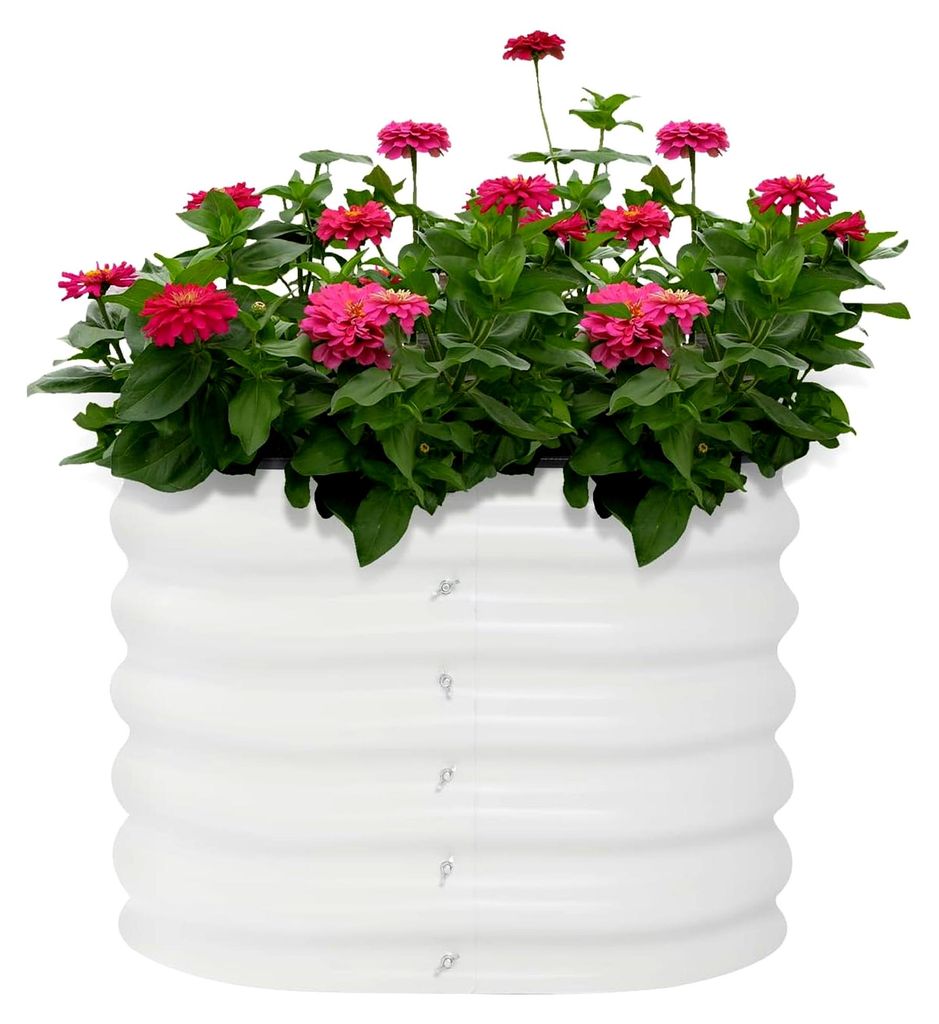 2 Stück Rund Hochbeet aus verzinktem Stahl Pflanzkübel Blumenkasten Garten Kreisförmig Pflanzkasten Gemüsebeet Gartenbeet Pflanzbeet für den A...