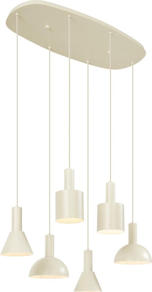 QAZQA - Skandinavisch Skandinavische Hängelampe I Pendellampe I Pendelleuchte Creme 6-flammig - Biles I Wohnzimmer I Schlafzimmer - Metall Organis...