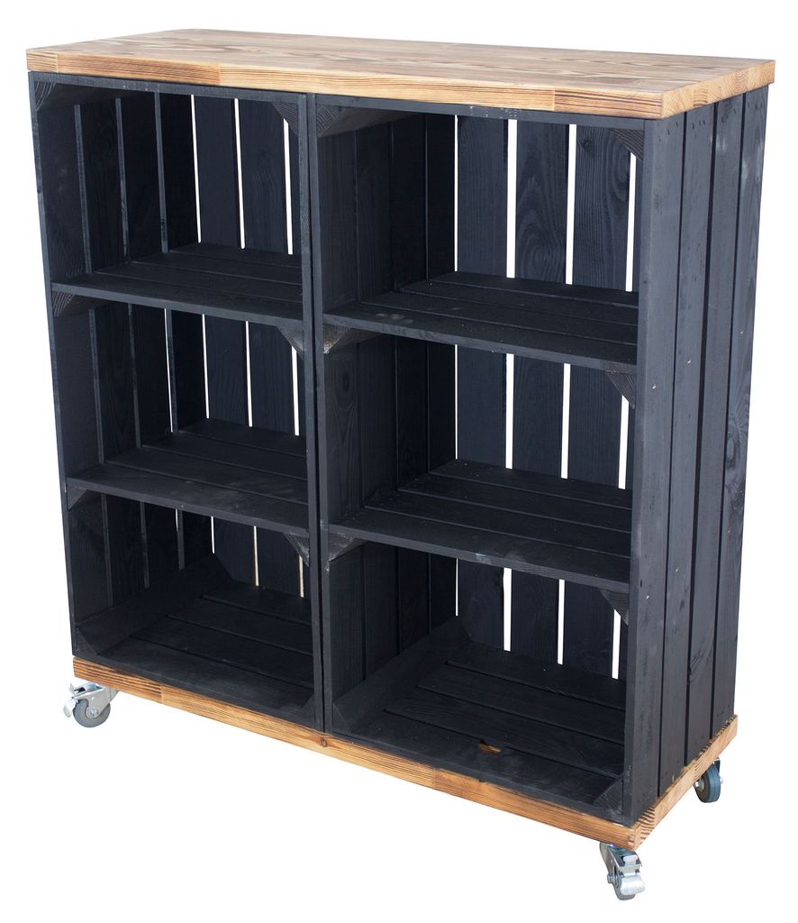 Schwarzes Regal aus Holz mit 6 Fächern, 100x74x31m