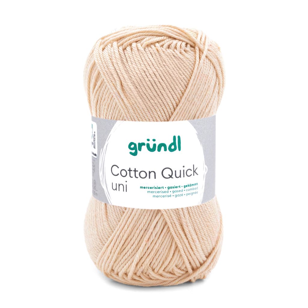 Gründl Baumwolle quick uni,50g.100%Baumwolle,mercerisiert,Häkel- u. Strickgarn,50g / 125 m,NS 3-4 171 eierschale