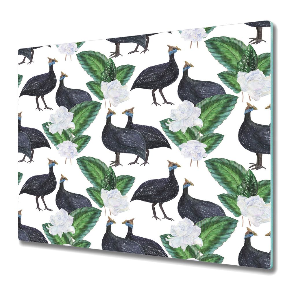 Küchenteller - Schneidebrett Glas - Herdabdeckung - Stäbchen und Blumen