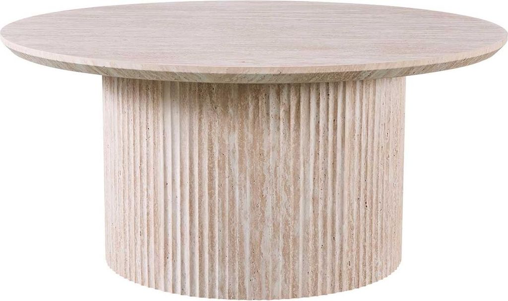 Lagos" 80 cm Runder Couchtisch Travertin Beige | Struktur Produktbild 