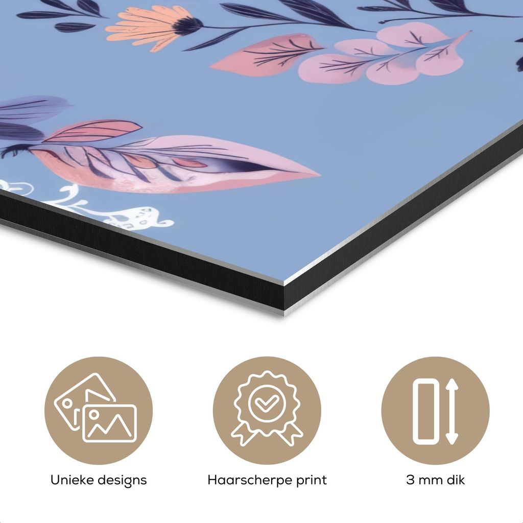 MuchoWow Wanddekoration Metall Metallbild Wandkunst 50x50 cm Schmetterling - Flügel - Tupfen - Blumen MuchoWow Aluminium Gemälde - Alubild - Indu...
