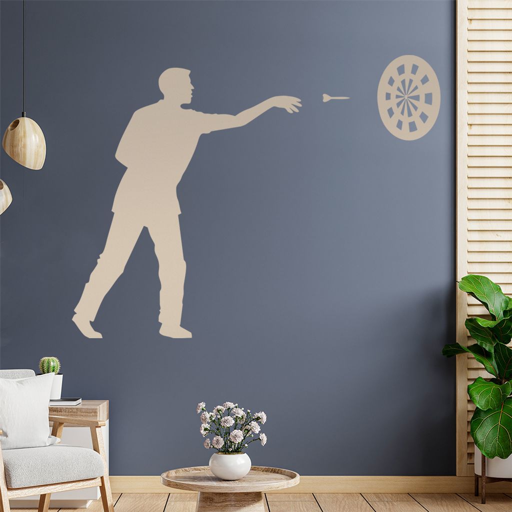 Darts Bullseye Spieler Figur Wandtattoo Wandaufkleber Wall Sticker - Dekoration, Küche, Wohnzimmer, Schlafzimmer, Badezimmer