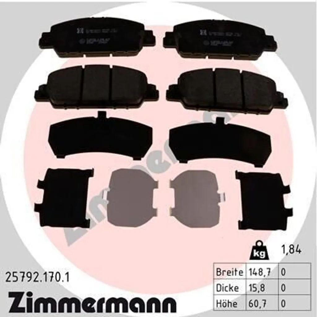 Plaquettes de frein à disque pour HR-V RU - Kit Zimmermann 25792