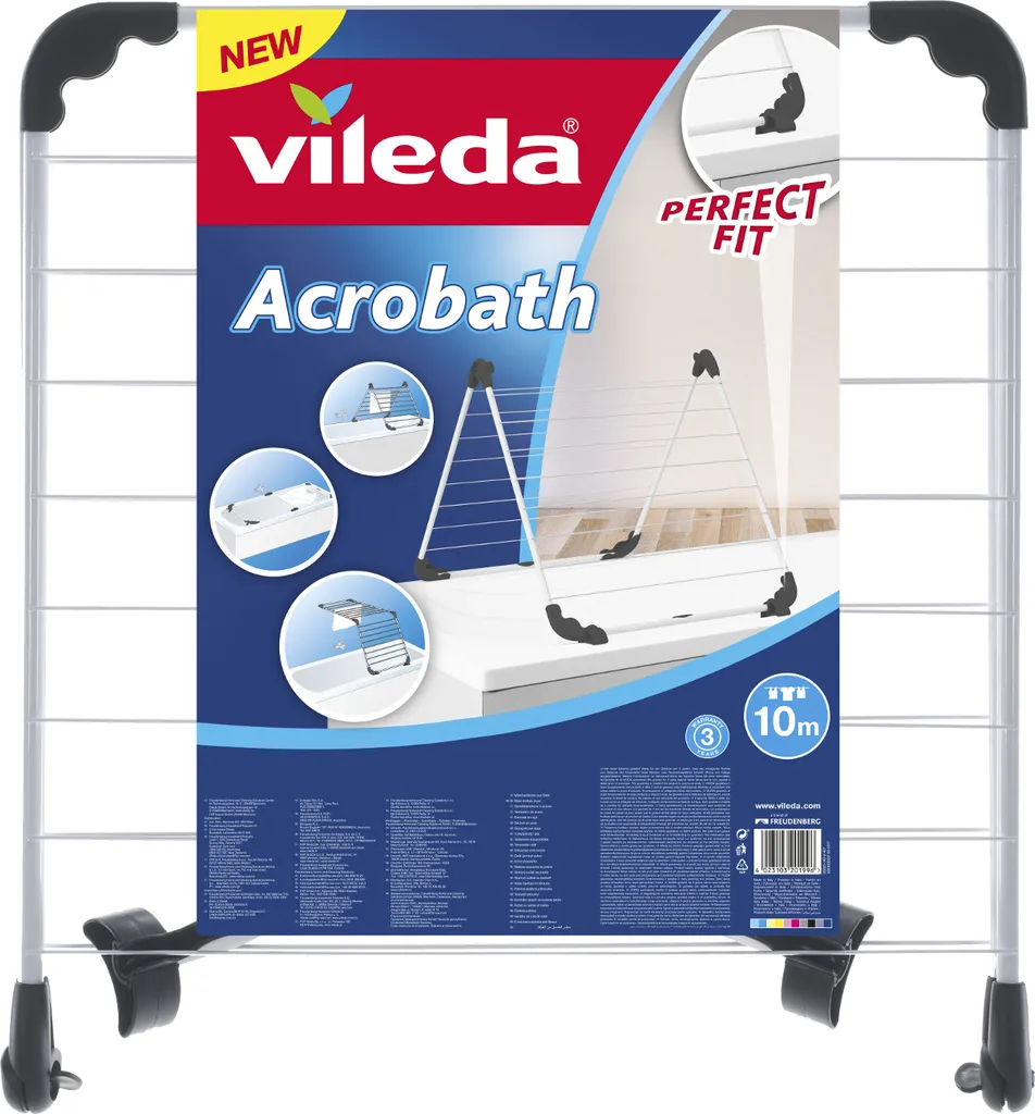 Étendoir à linge de baignoire Vileda Acrobath ajustable et compact