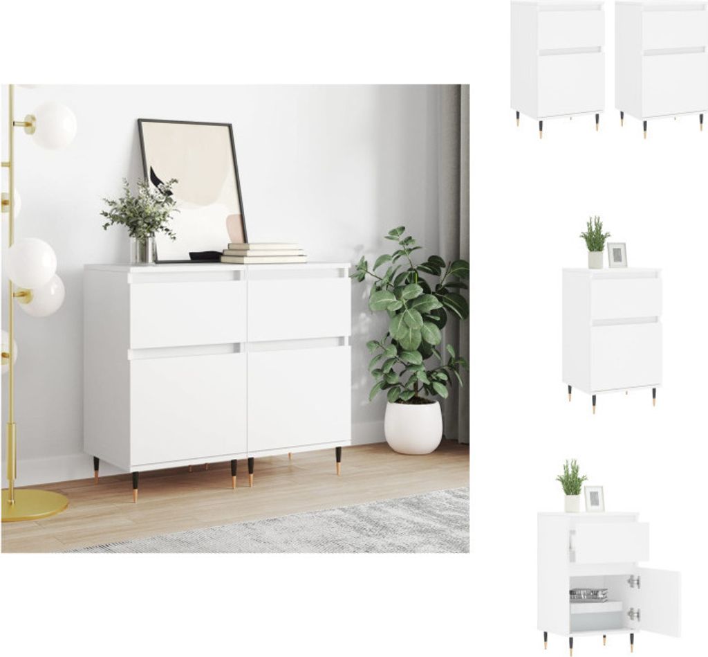 vidaXL Sideboards 2 Stk. Weiß 40x35x70 cm Holzwerkstoff - Sideboards