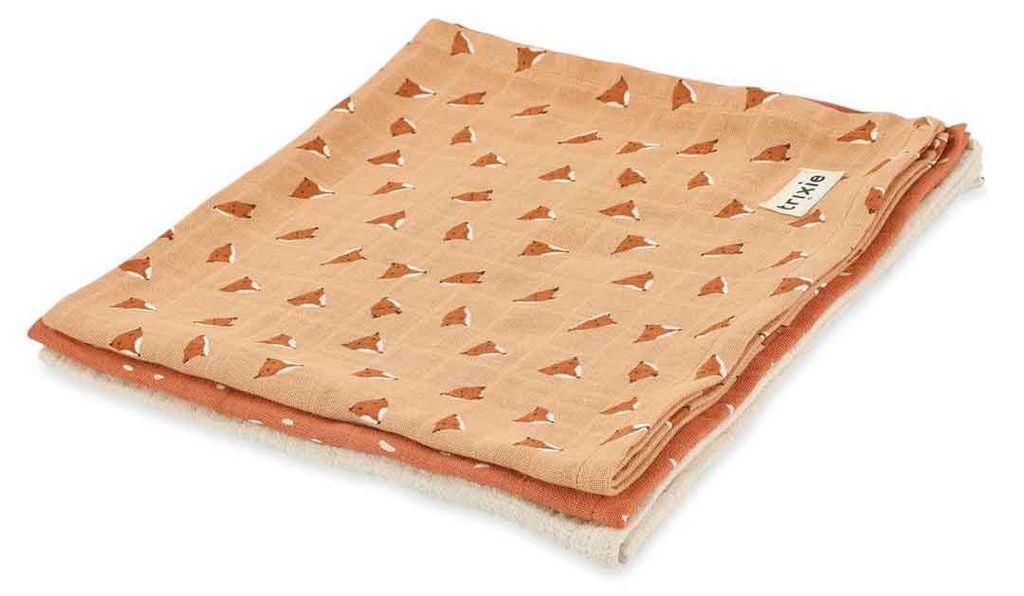 Trixie Babytextil Mulltücher 3er-Pack 55x55cm orange Fierce Fox