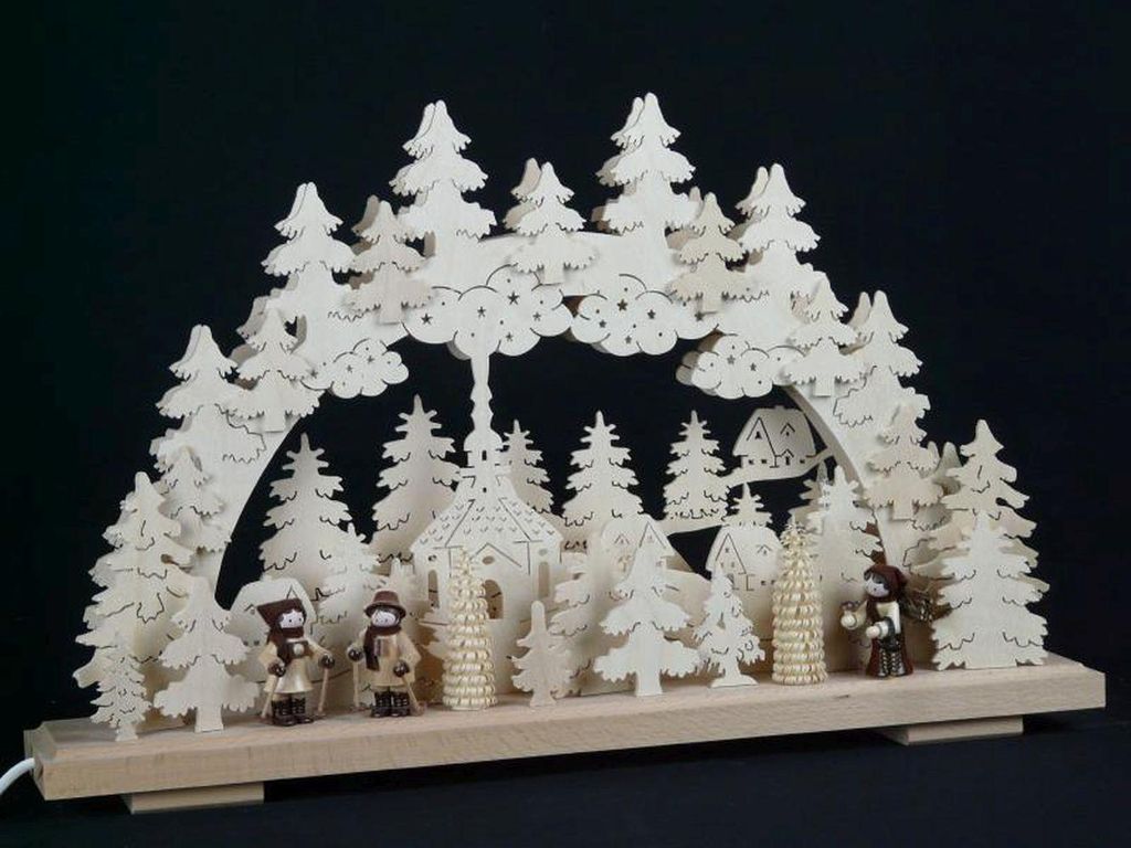 Schwibbogen mit Winterfiguren und Beleuchtung BxHxT 50x32x7cm NEU