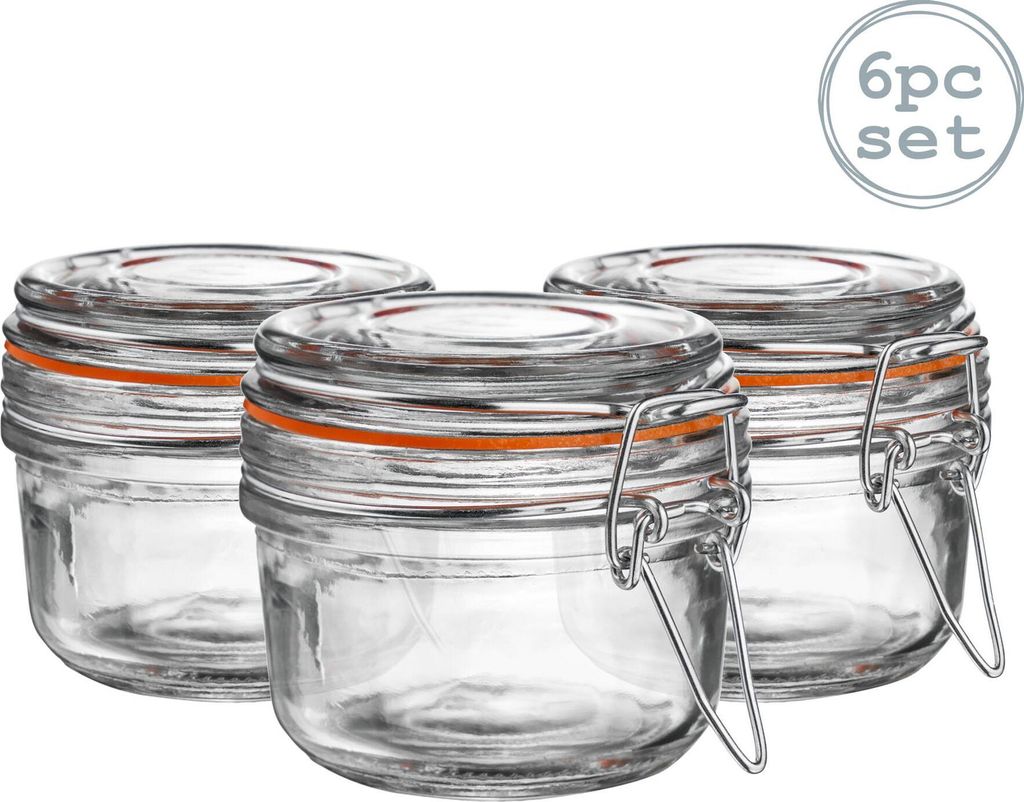 Vorratsgläser aus Glas – 125 ml – Orangefarbenes Siegel – 6er-Pack