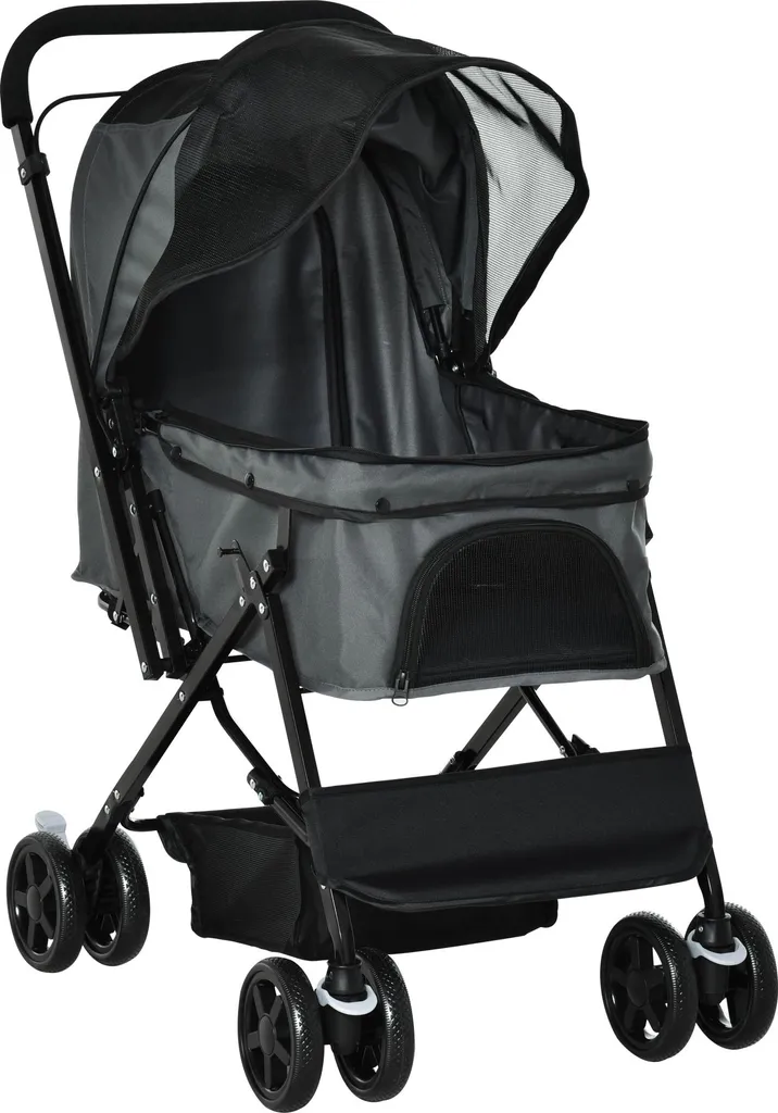 Fortuna Lai Carrello Cani e Gatti | Passeggino Pet Grigio Oxford 76x52x95