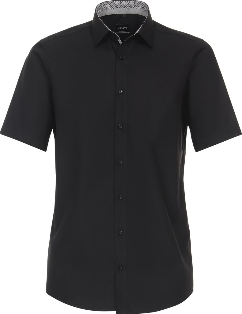 VENTI Herren Businesshemd Kurzarm Kent Modern-Fit Schwarz 37
