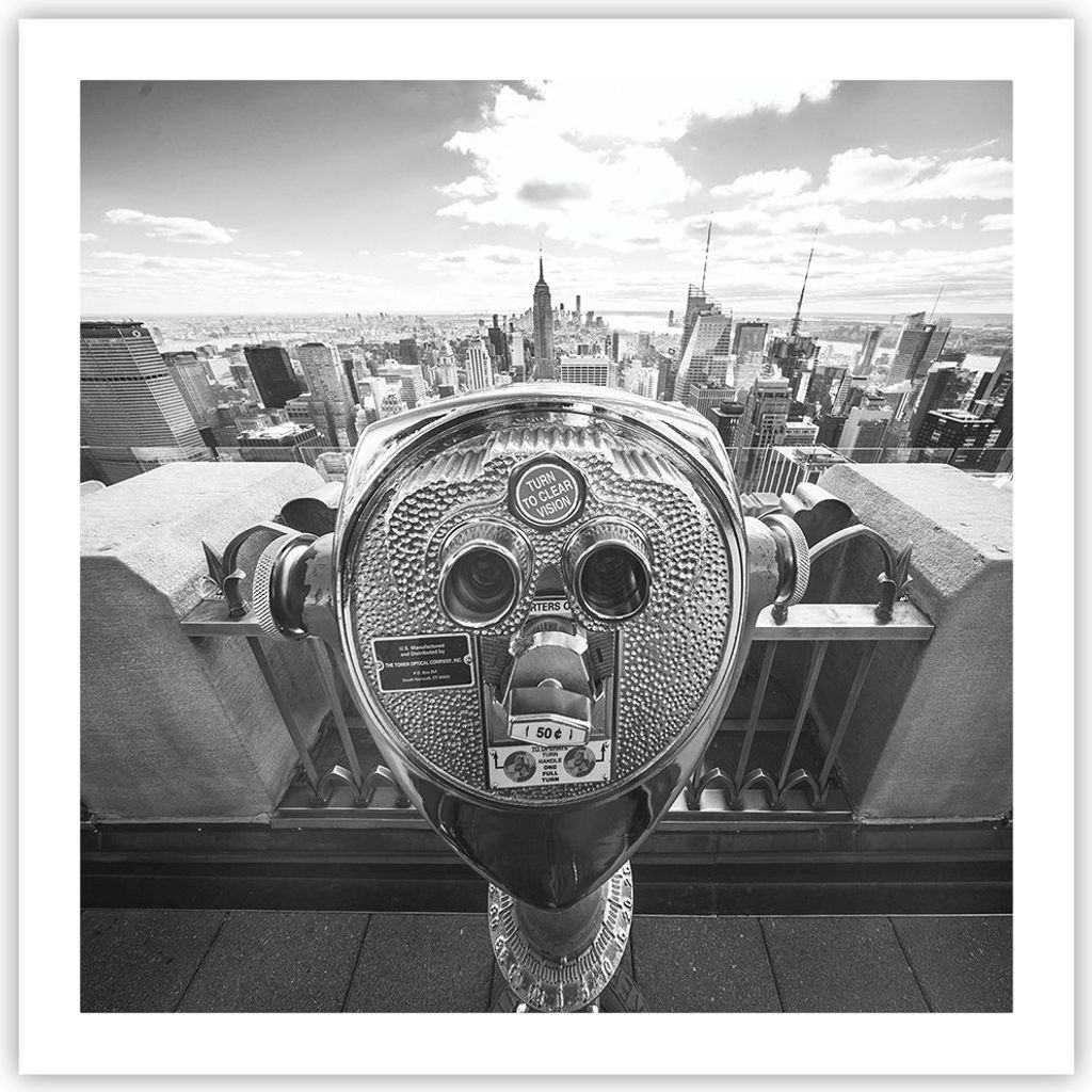 Poster - Poster ohne Rahmen - Manhattan Fernglas Ansicht - 60x60 cm - Wand Bild - Wanddeko - Wandbilder - Kunstposter - Wandposter - Bilder - Kunst...