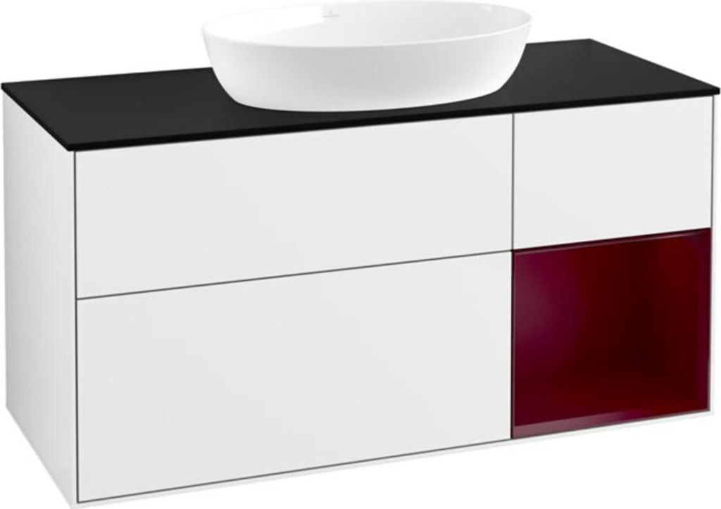 V&B Waschtischunterschrank Wandbeleuchtung Finion 120cm, Pl b m, Rg Peo m Lac, glo wh. Lac