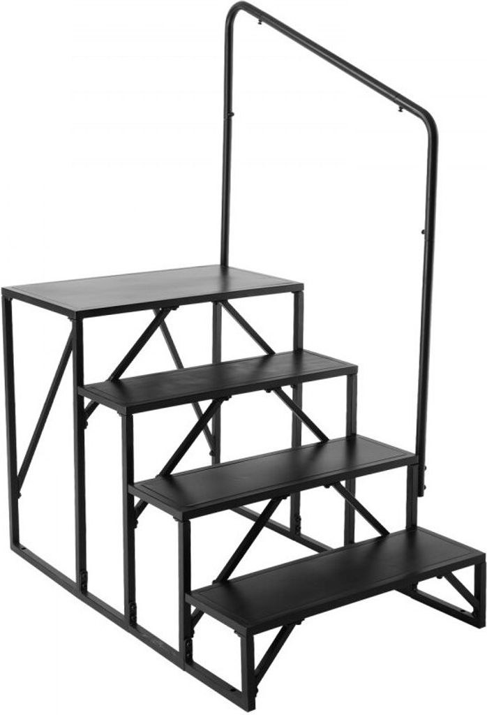 Wohnmobil-Stufen 4-stufig 200 kg Tragkraft verdickter Kohlenstoffstahl mit Handlauf rutschfeste Stufen für sicheres Ein- und Aussteigen geeignet f...