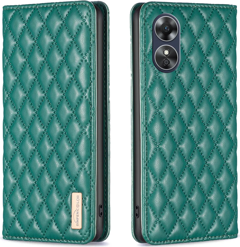 OPPO A17 Cover Portafoglio Verde: Custodia Libro con Stand per Video