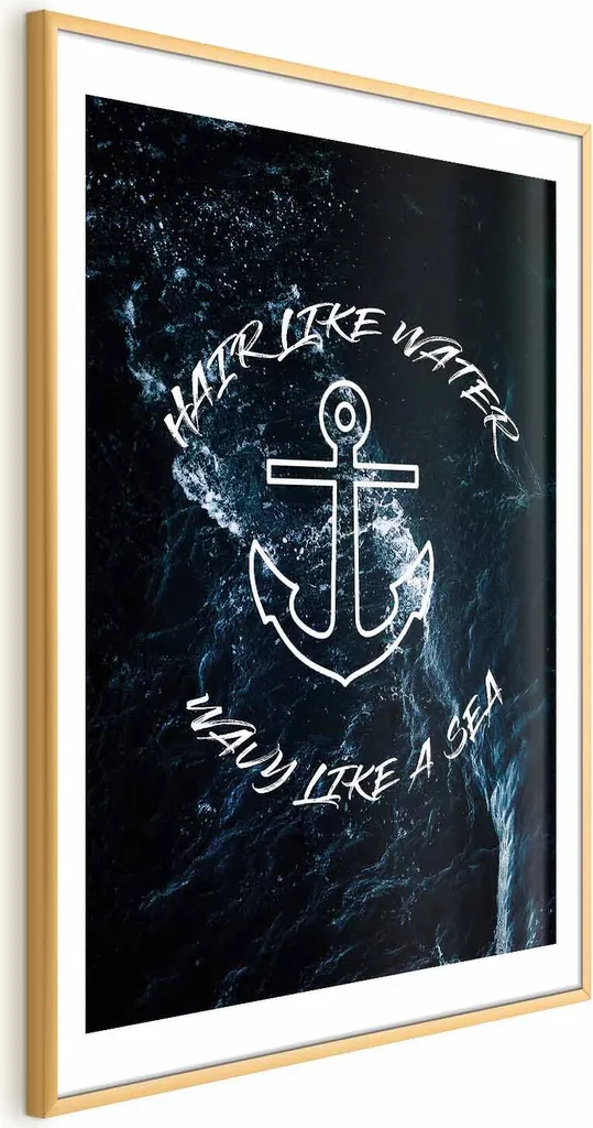 Poster Artistico Like Water 40x60 Cornice Oro e Passepartout