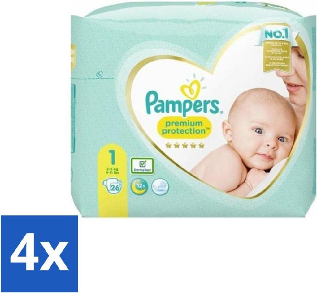 Pampers – Windeln – Premium-Schutz Größe 1 – 26 Windeln - Vorteilspack - 4 Stücke