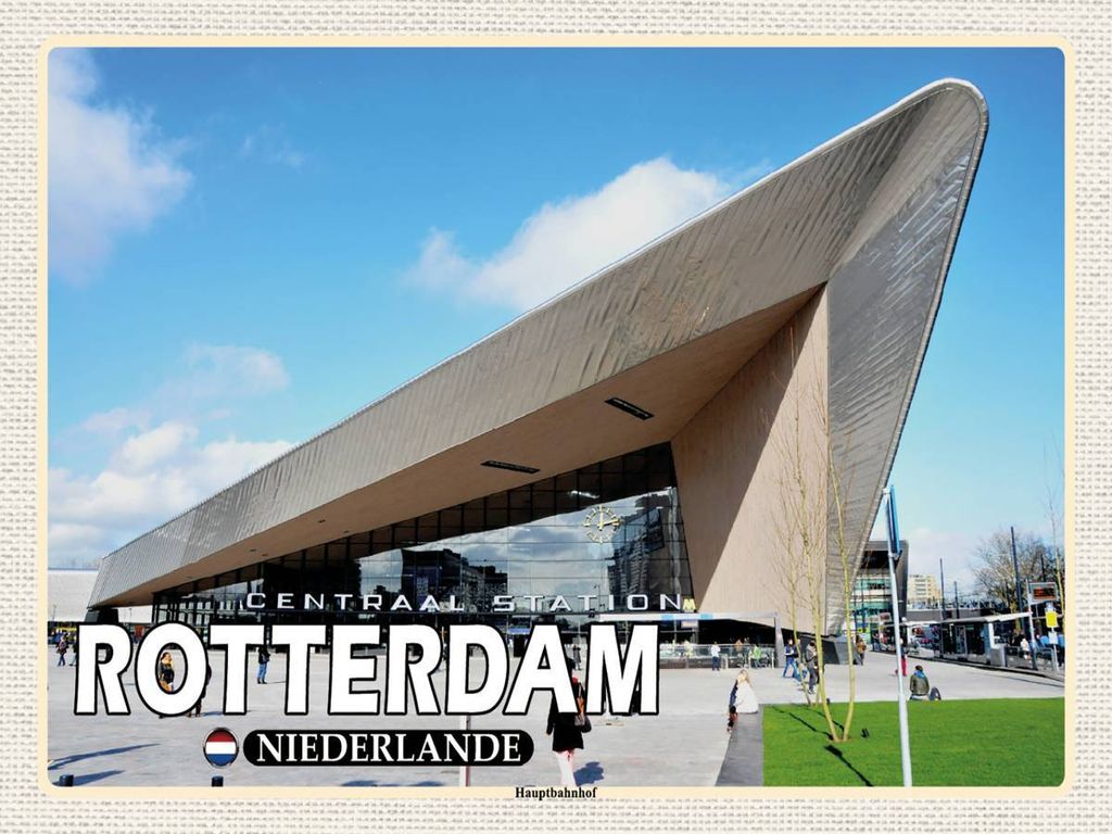 vianmo Holzschild 30x40 cm Rotterdam Niederlande Hauptbahnhof Bildmotiv Reisemotiv Abenteuer Reisen
