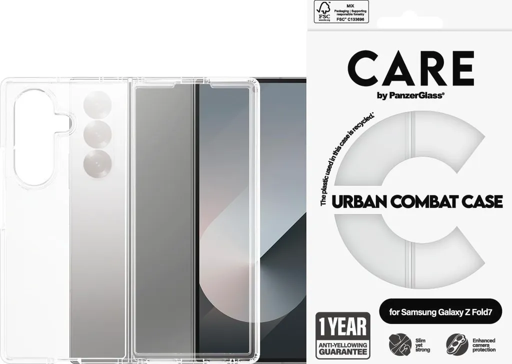 Etui Care By Panzerglass Flagship Urban Combat Do Samsung Galaxy Z Fold 7 - Przezroczyste