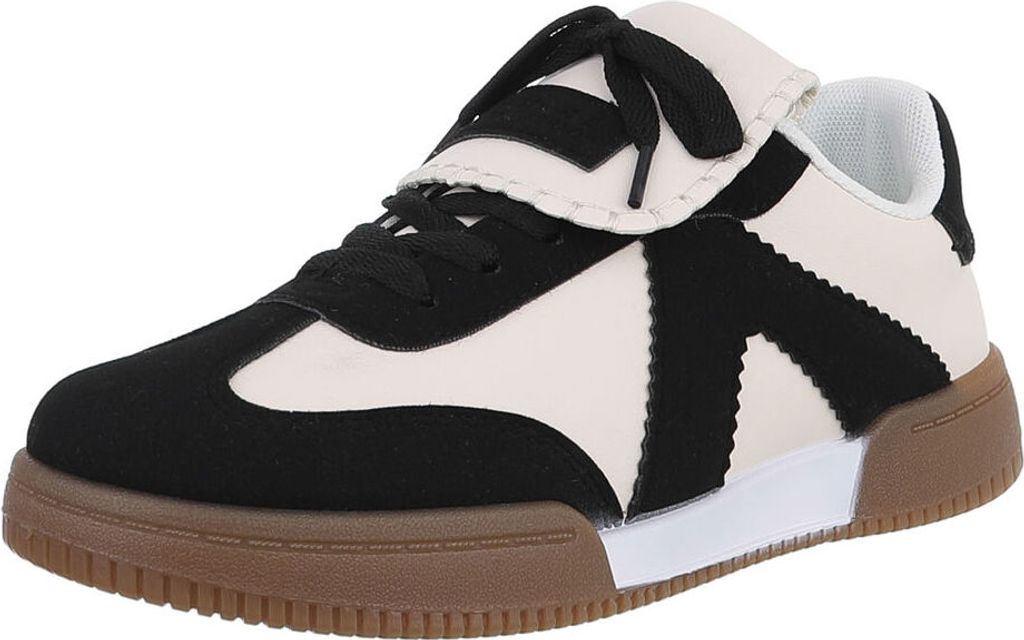 Ital-Design Damen Freizeitschuhe Lederoptik Sneakers Low 88828564 Schwarz Gr. 36