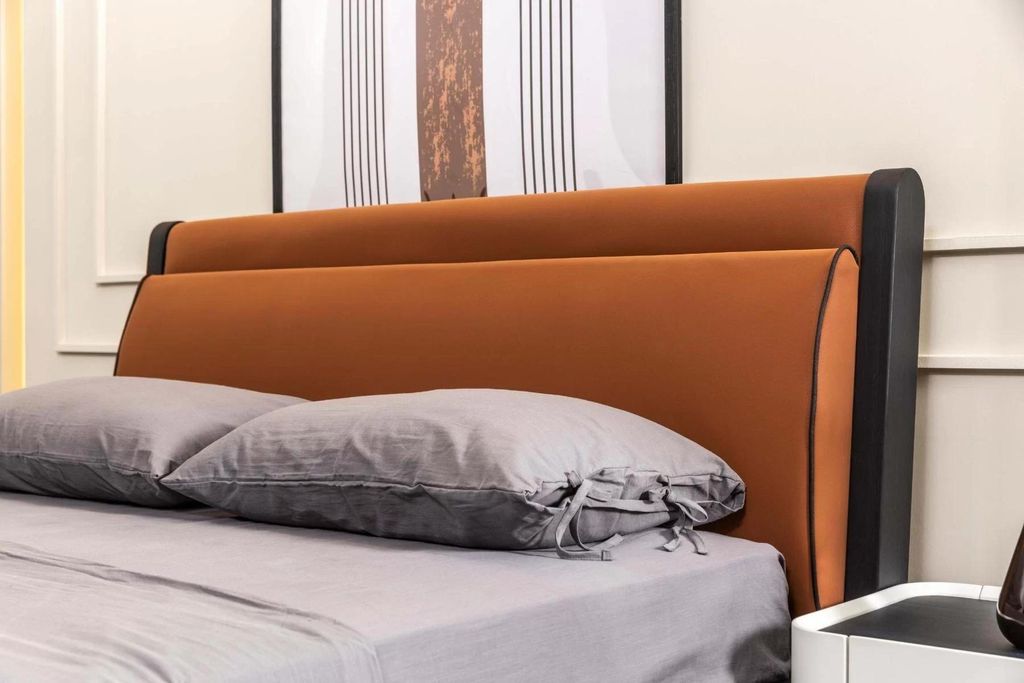 Komplette Schlafzimmer Doppelbett Bett Nachttische Orange Konsole 5tlg