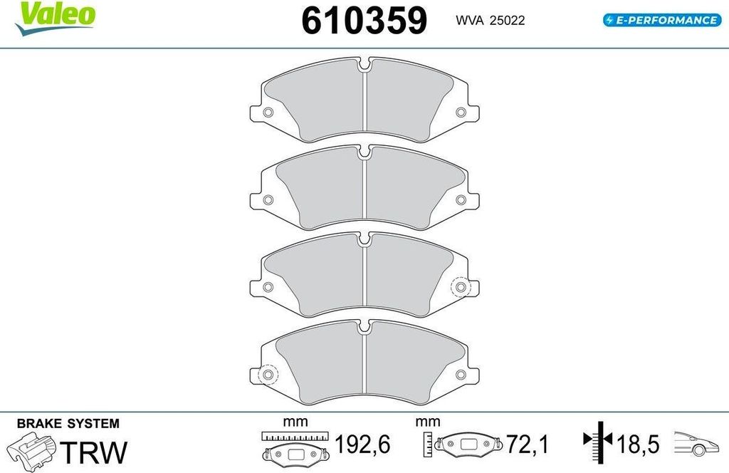 VALEO Bremsbeläge Satz Vorne für LAND ROVER Discovery Sport (L550) 610359