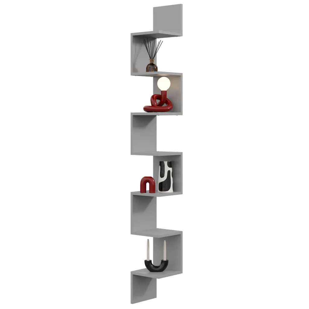 Étagère murale d'angle pour livres et plantes - Modèle MAXI Gris Chic