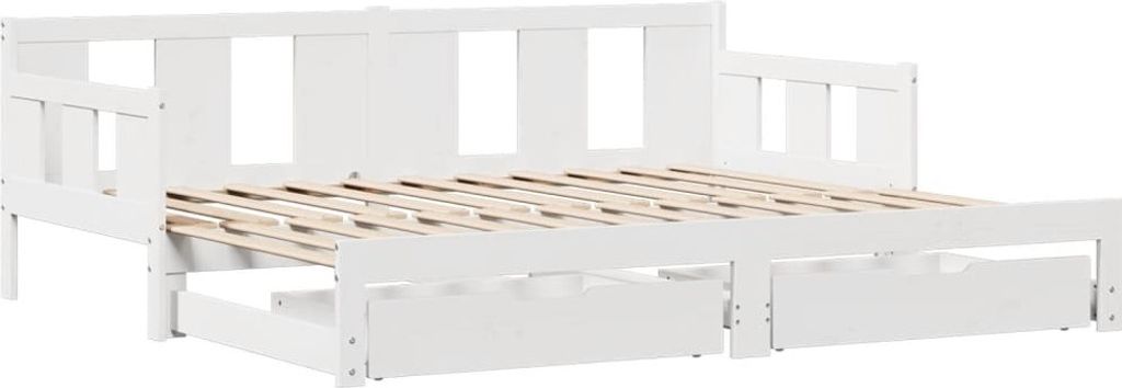 Tagesbett Ausziehbar mit Schubladen ohne Matratze Weiß 90x190cm