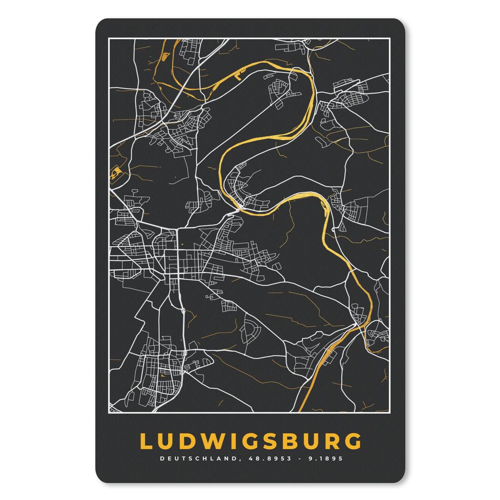MuchoWow Mauspad Mousepad Ludwigsburg - Gold - Deutschland - Stadtplan - Karte 18x27 cm - Mousepads - Maus Mat - Pad - Mausunterlage