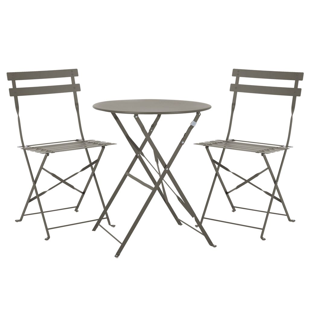 SVITA BERLIN Bistro-Set Metall Sitzgruppe Balkon klappbar Tisch Stühle Taupe