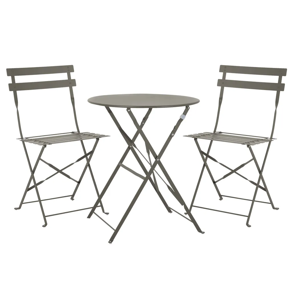 Mobilier de Balcon pour Petit Espace Ensemble Table et Chaises Taupe