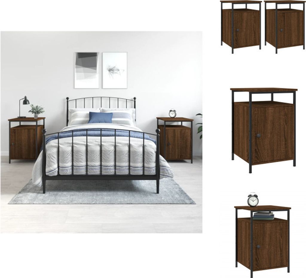 vidaXL Nachttische 2 Stk. Braun Eichen-Optik 40x42x60 cm Holzwerkstoff - Nachttische
