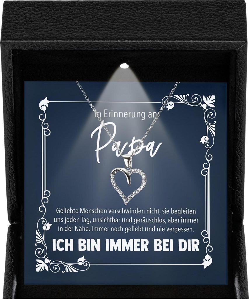 22Feels In Erinnerung an Papa Kondolenzgeschenk Trauer Schmuck Frauen - Silber 925/000 Herz Halskette - Andenken RIP Vater Beerdigung Gedenken - Ka...