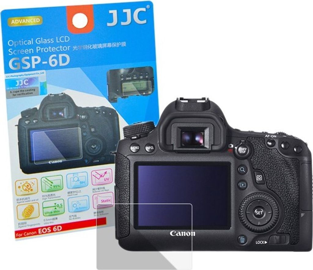 Hochwertiger Displayschutz Screen Protector aus gehaertetem Echtglas, kompatibel mit Canon EOS 6D