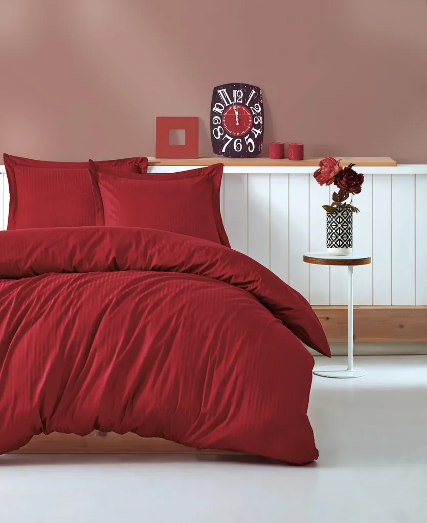 Coton BOX Parure de Lit Satin 200x220 cm - Set de Linge de Lit 4 Pièces