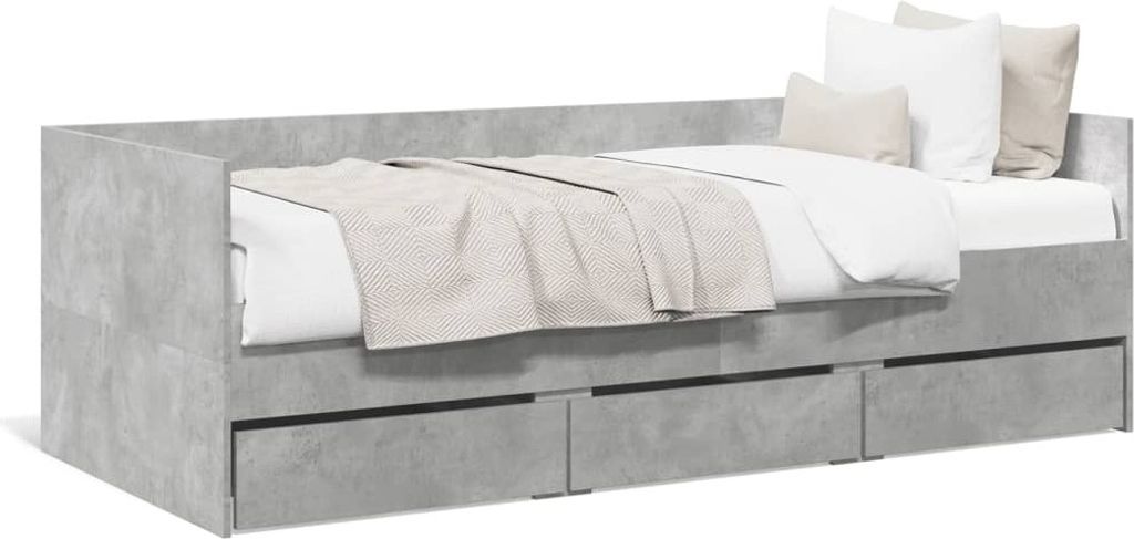 Möbel Tagesbett mit Schubladen Betongrau 75x190 cm Holzwerkstoff - Klassische Betten 3280835
