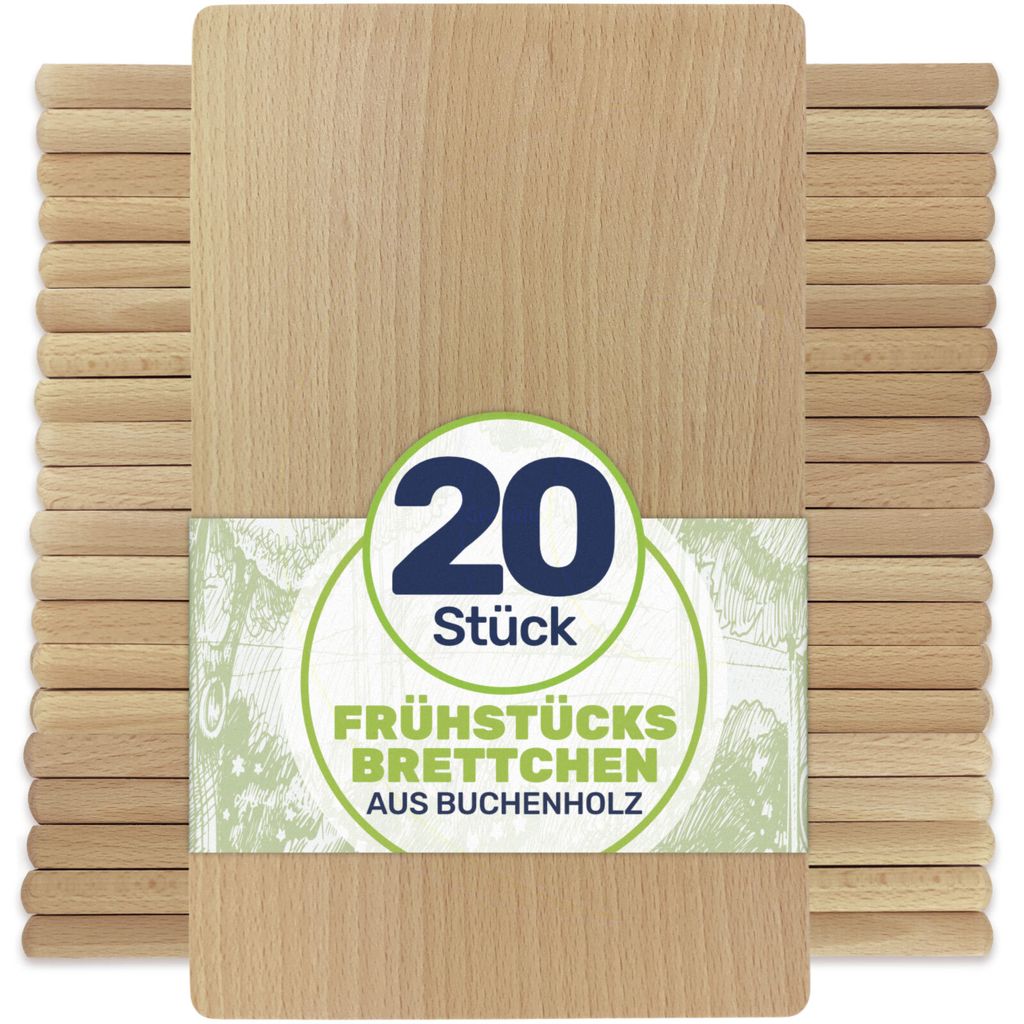 Frühstücksbrettchen Holzbrett Buche 22x12x1 cm, Menge:20 Produktbild 