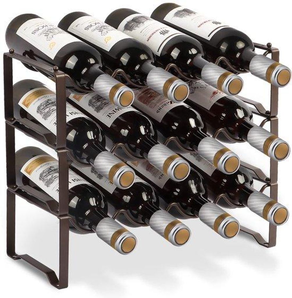 Modulares Weinregal 12 Flaschen Stapelbar Metall