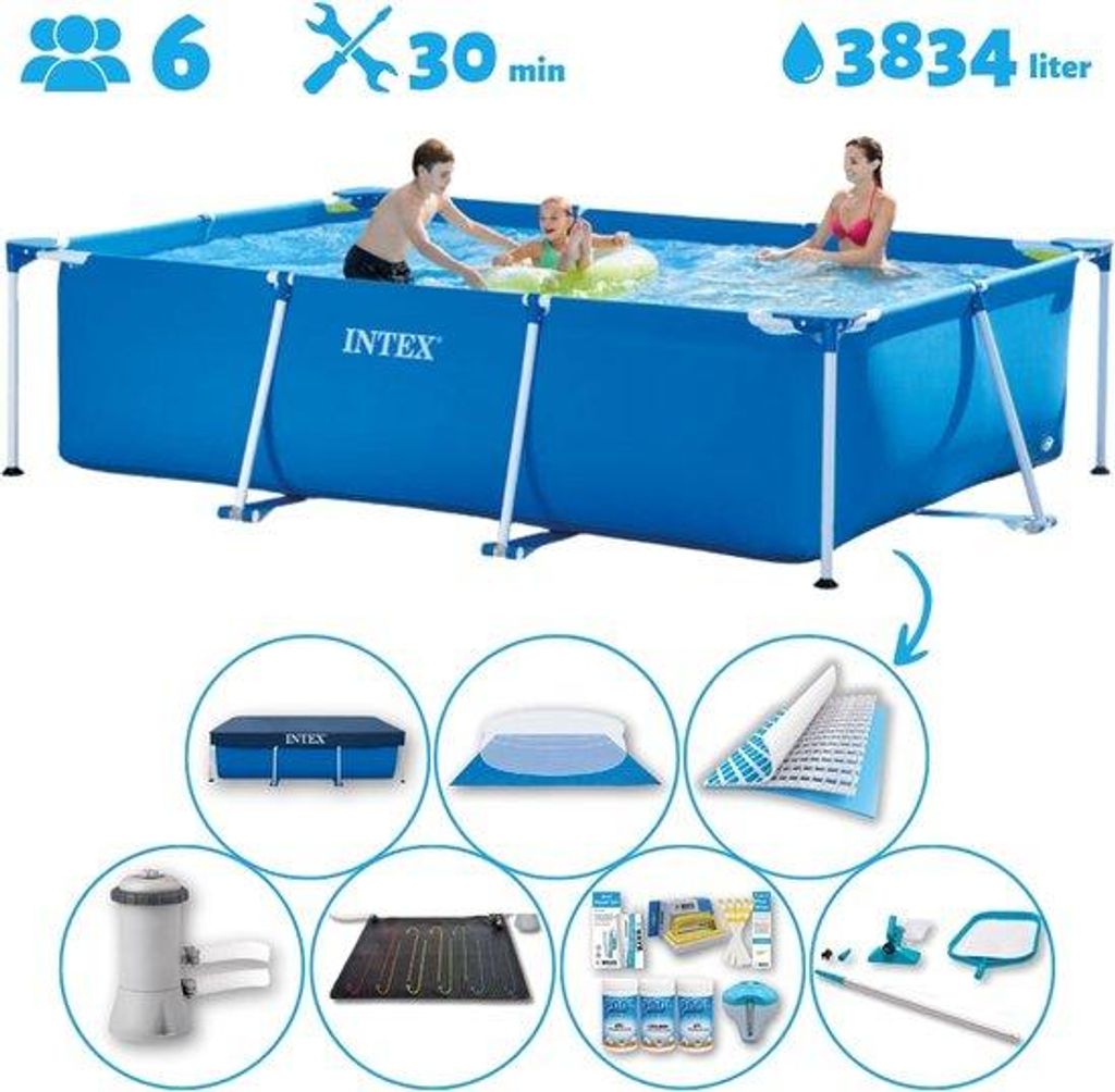 Rechteckiges Schwimmbecken - 300 x 200 x 75 cm - Blauw - Produktbild 