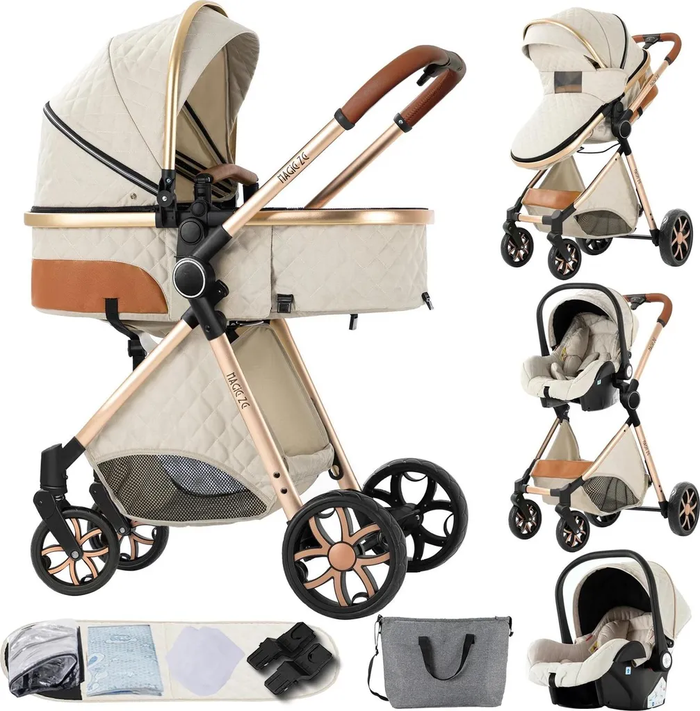 Poussette trio XV9-BLANC tout-terrain avec cadre léger en aluminium blanc