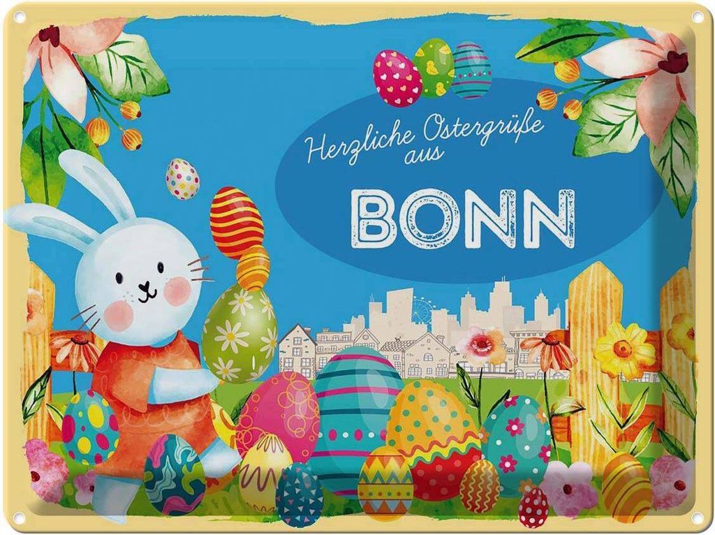 vianmo Blechschild 30x40 cm Ostern Ostergrüße BONN Gruß