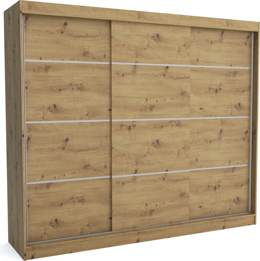 Kleiderschrank ROB ARTISAN 250x60x215 cm – Schiebetüren, Kleiderstange & Regalböden – Moderner Schrank für Schlafzimmer oder Ankleidezimmer,