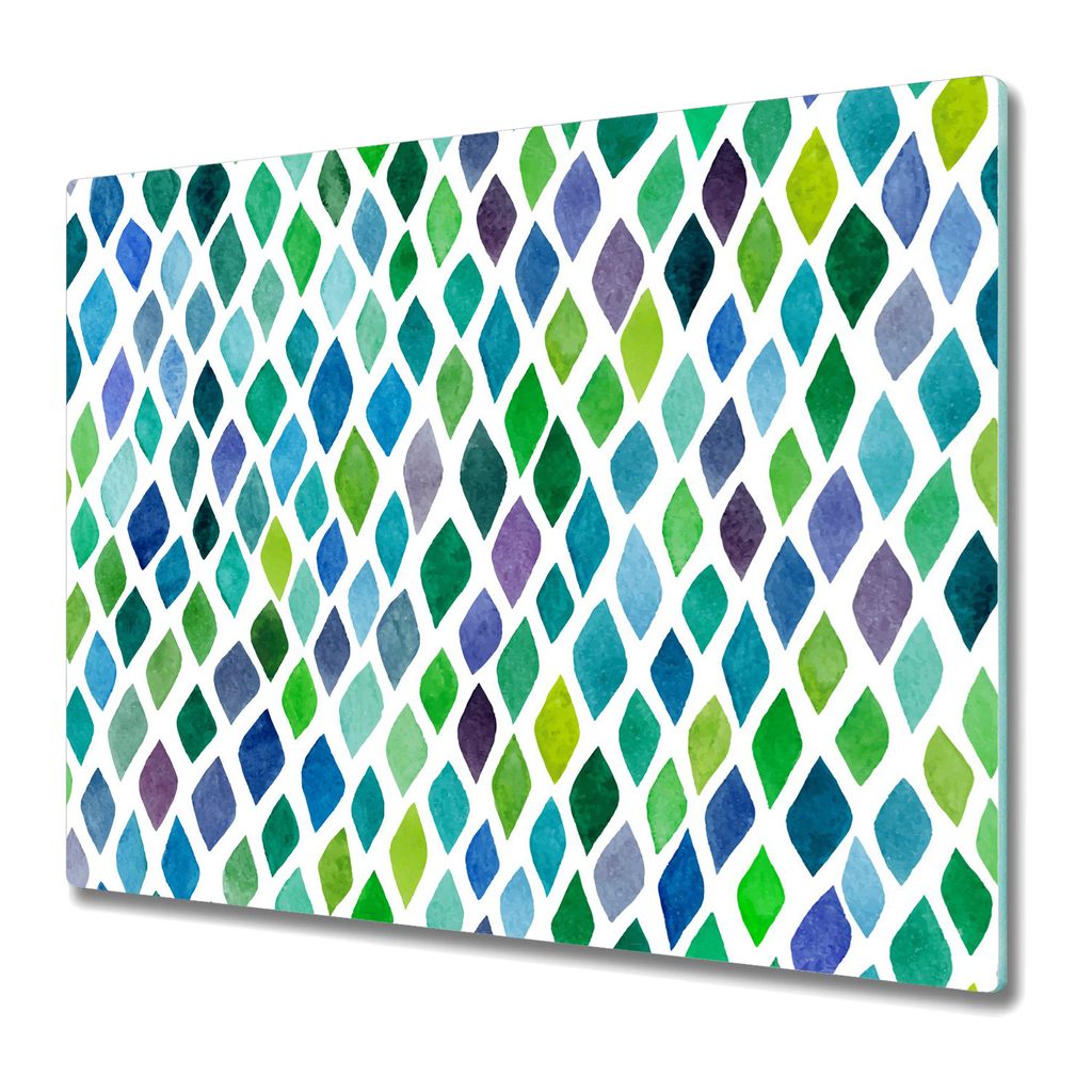 Küchenschneidebrett - Schneidebrett Glas - Herdabdeckung - 60x52 - Farbe Auge weiß