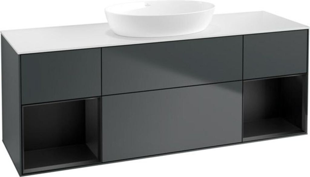 V&B Waschtischunterschrank Wandbeleuchtung Finion 160cm, Pl w m, Rg b m Lac, md bl. m Lac