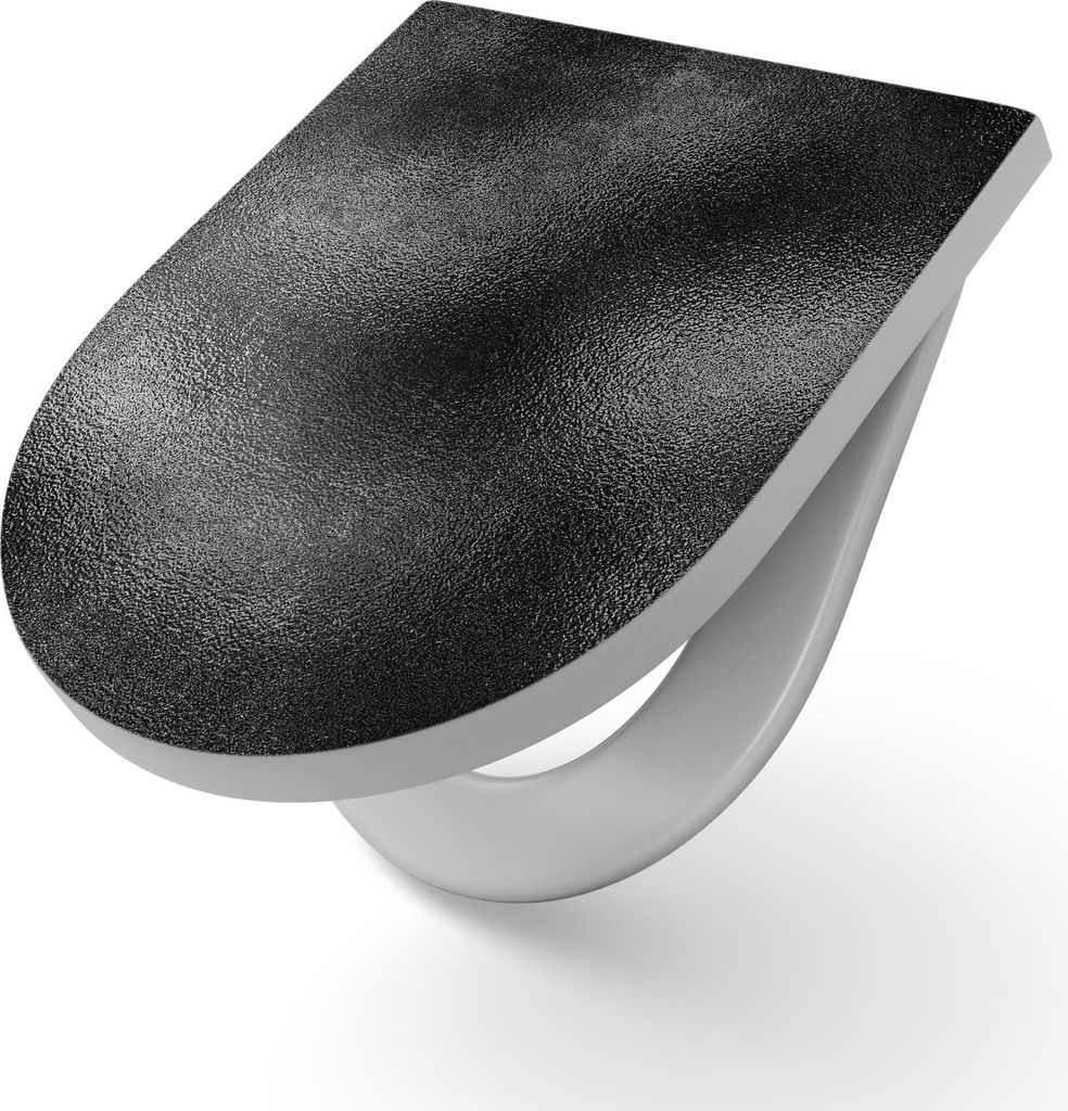 DEQORI WC-Sitz Duroplast 36,4x45,4 cm 'Körnige Lacktextur' Toilettensitz WC-Brille Design