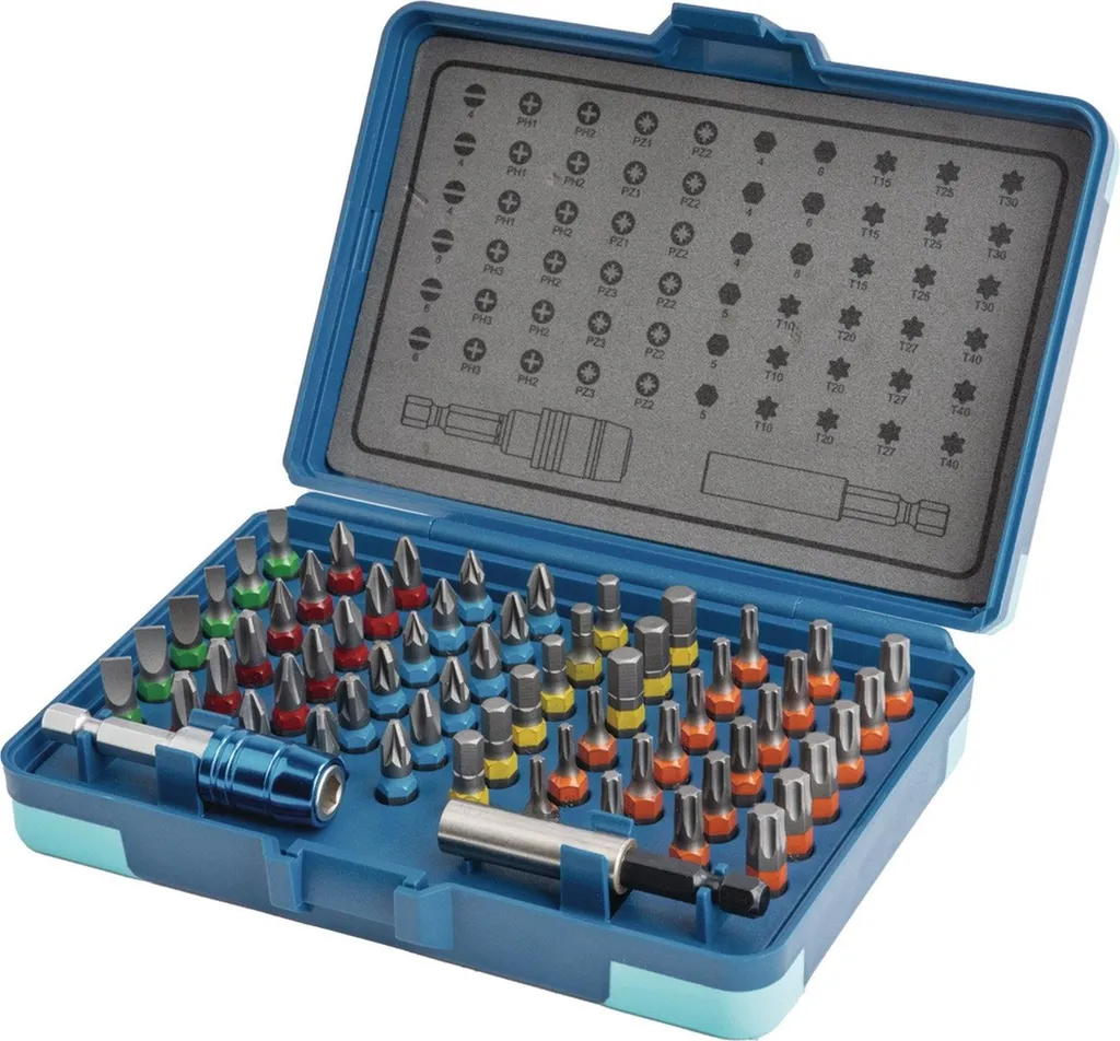 Kit d'embouts 62 pièces pour montage de meubles et mécanique générale
