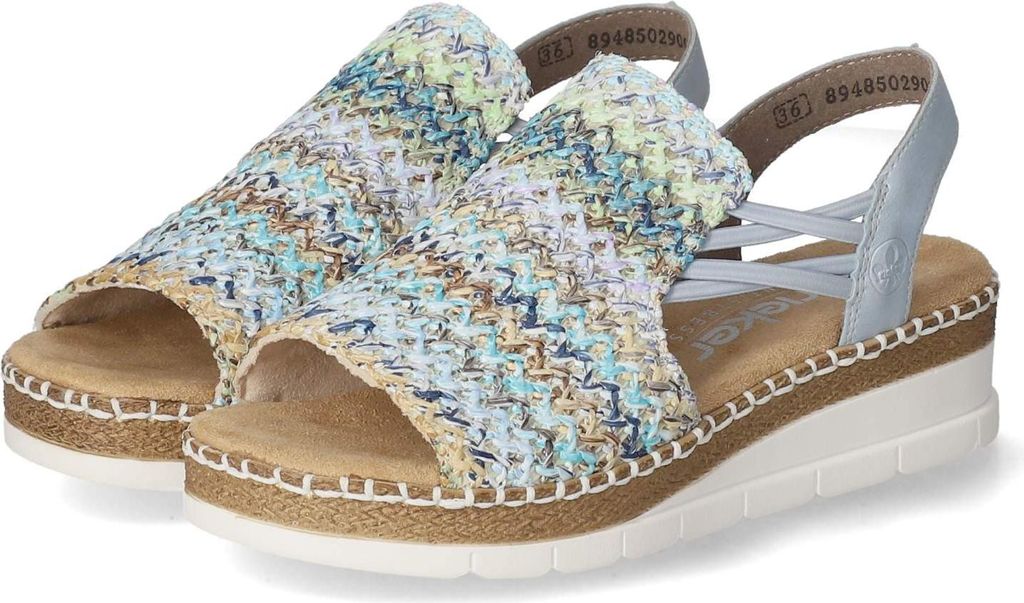 Rieker Damen Sandletten Blau Synthetik Textil Mix Größe: 39 Produktbild 