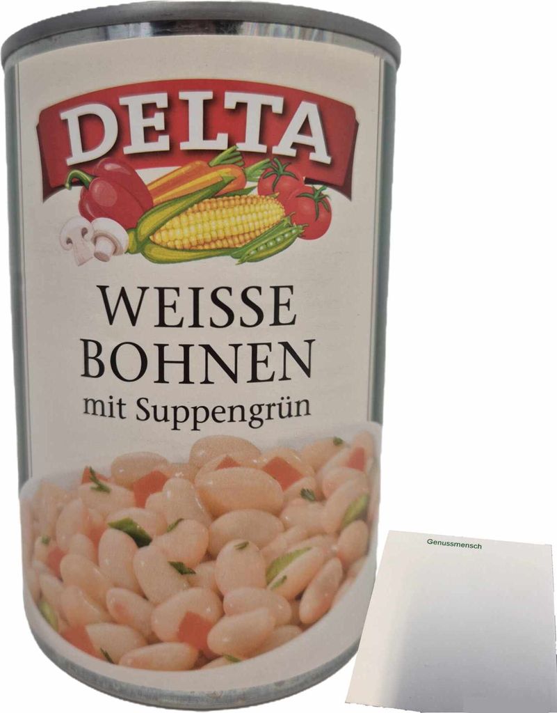 Delta Weisse Bohnen mit Suppengrün (400g Dose) + usy Block Produktbild 